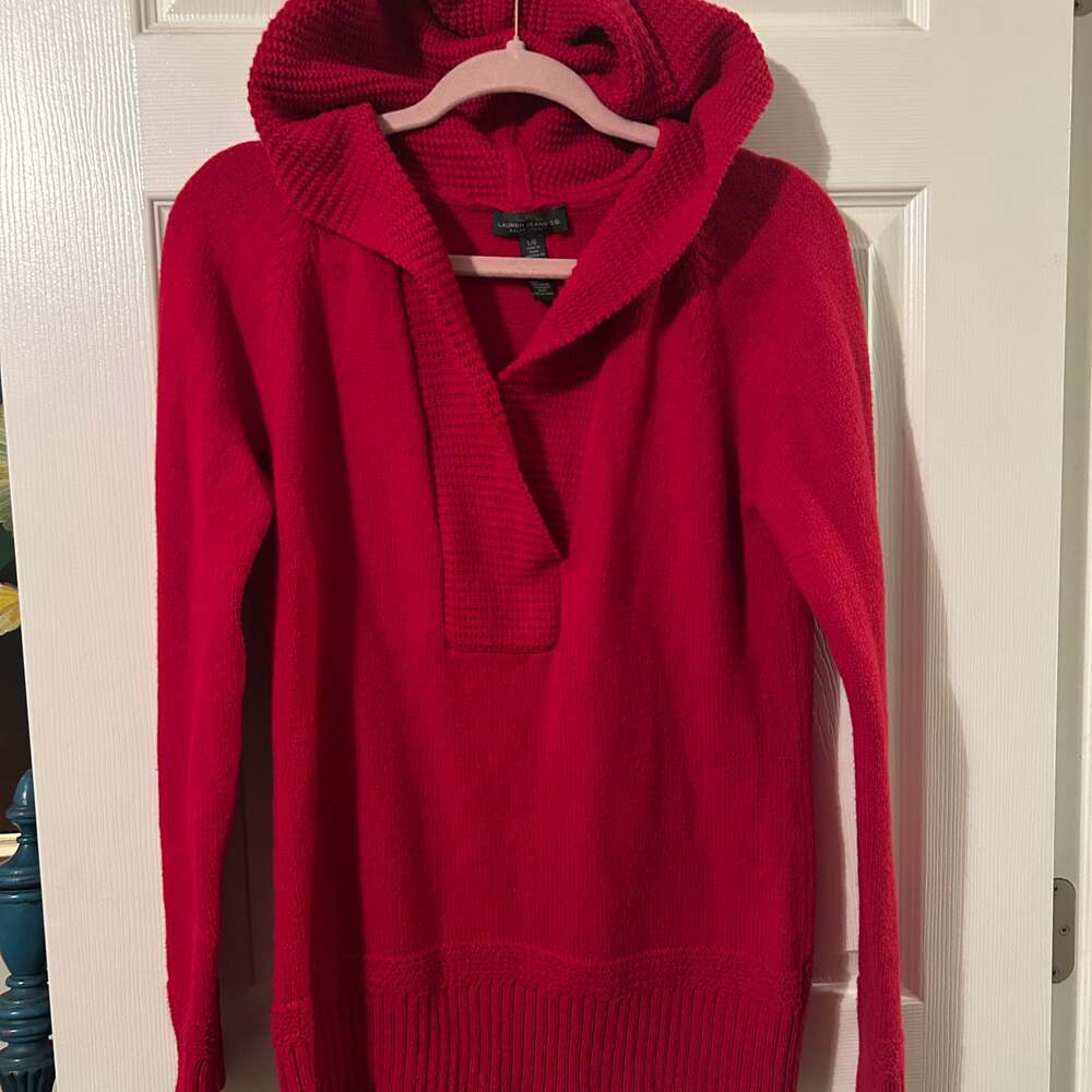 Lauren Ralph Lauren Jeans Co Hooded Sweater Size Large Preppy - Picture 3 of 10